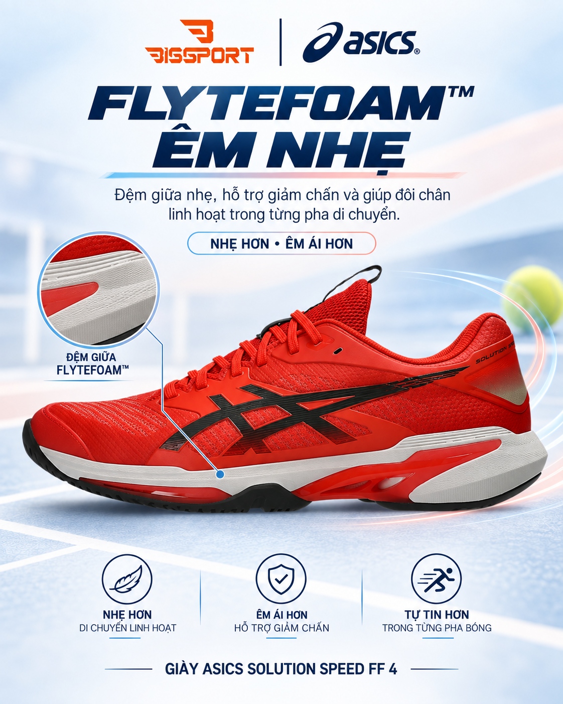 Giày Pickleball / Tennis ASICS Solution Speed FF 4 Cam Chính Hãng - Ổn Định - Siêu Nhẹ - Linh Hoạt - Bền